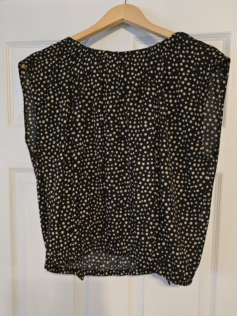 LOFT Black Polka Dot Cap Sleeve Blouse